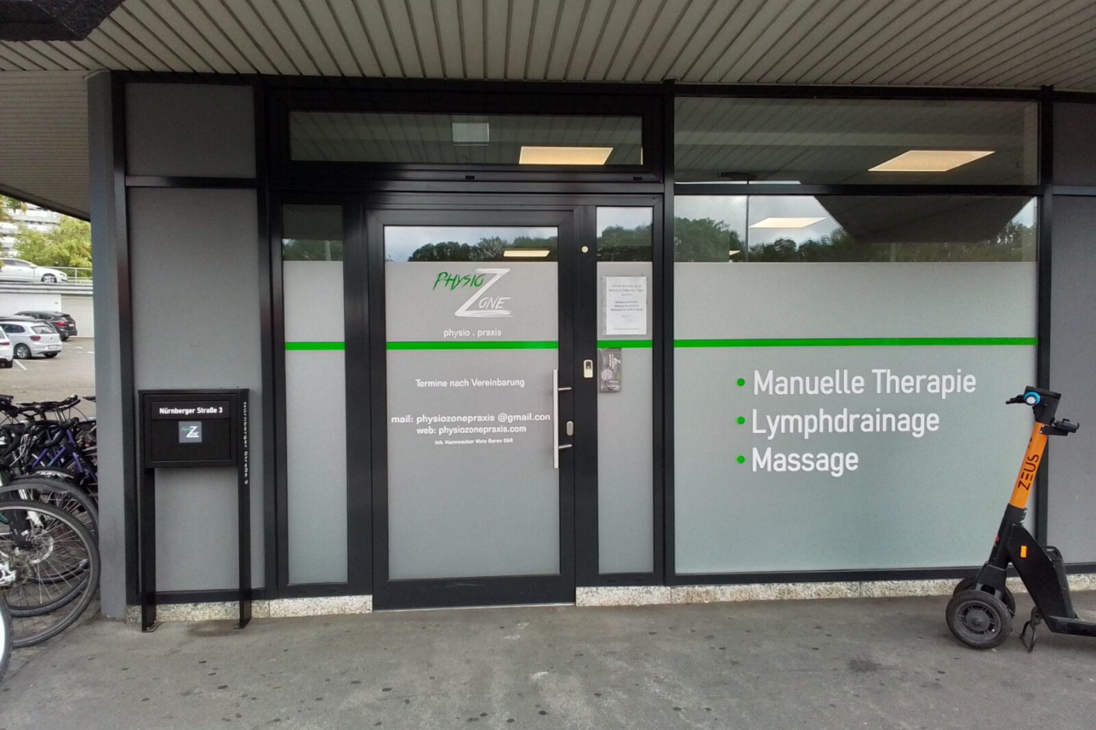Außenaufnahme PhysioZone, Nürnberger Straße 3, Würzburg